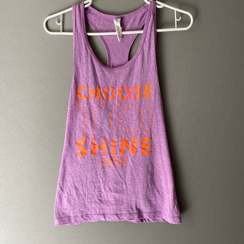 Lorna Jane Life Womens XS Purple Choose To Shine Graphic‎ Racerback Tank Top